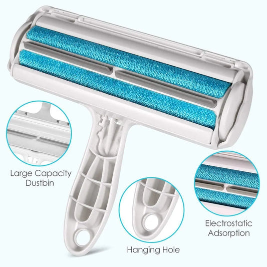 PawRoam reusable blue and white pet hair roller